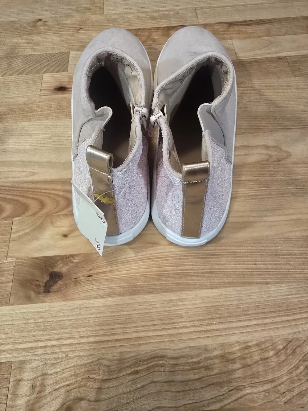 SO Girl's Slip-On Sneaker in Light Blush with Glitter Heel